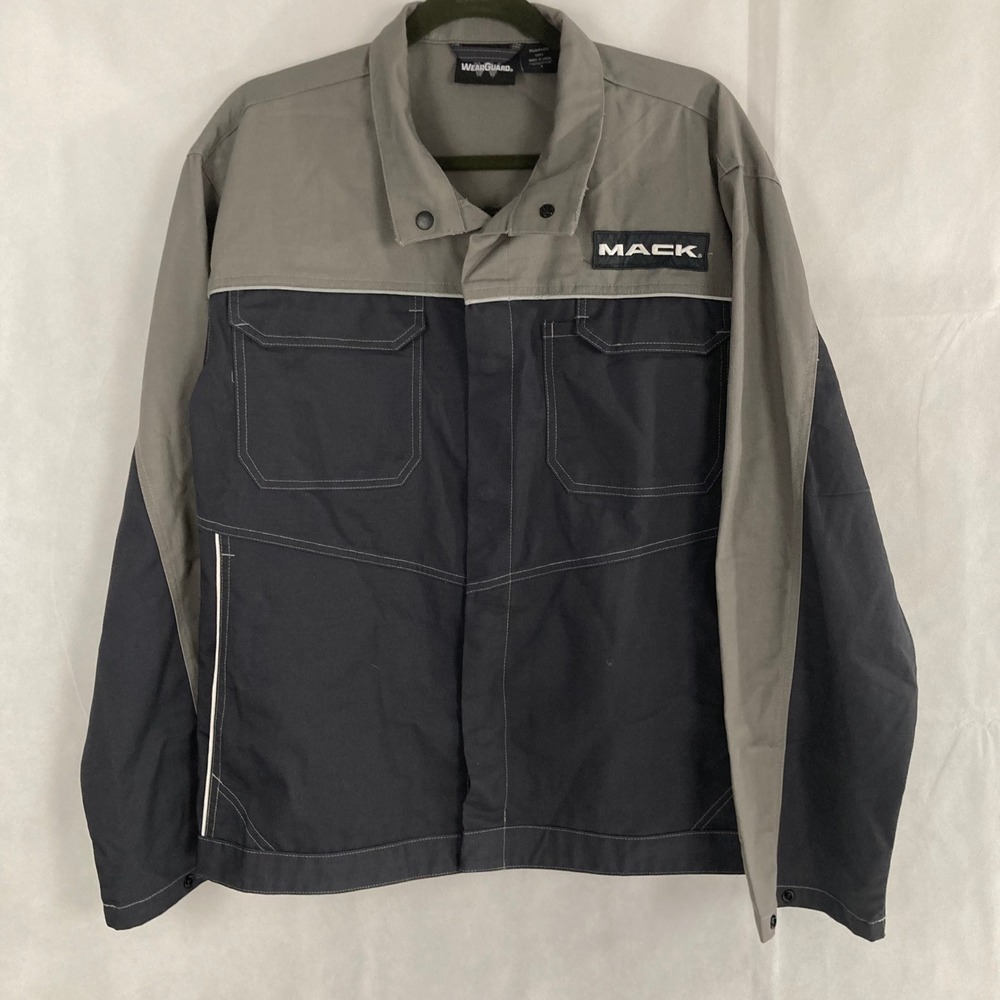 WearGuard Mack Trucks Work Jacket Mens L Gray Charcoal Full Zip Utility Coat